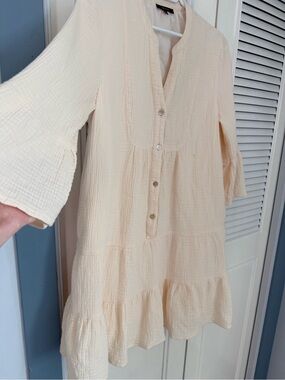 Quince Cream Tiered Button-Front Dress